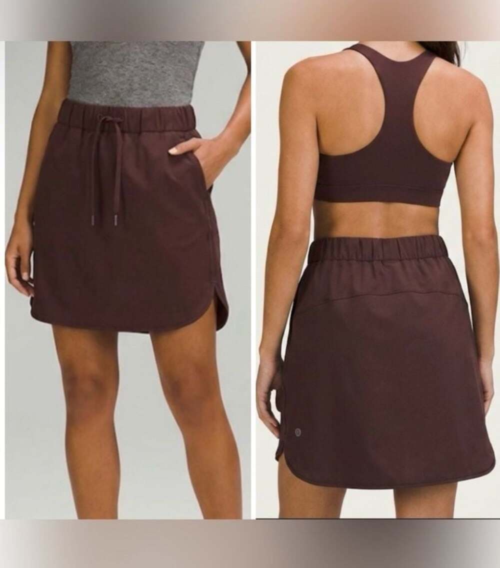 Lululemon Drawstring Pocket Woven Athletic Skirt Brown Size 8